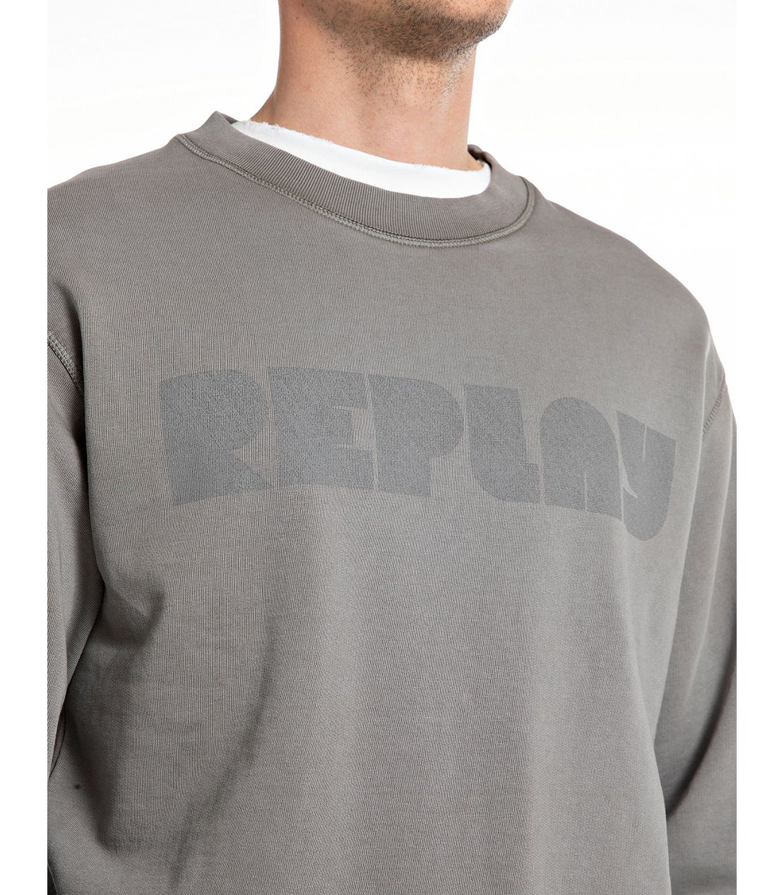 オーガニックコットン クルーネックプリントスウェットシャツ 詳細画像 チタニウム 3